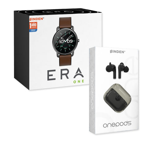 Smartwatch Binden Era One Tactopiel Café + One Pods Negro