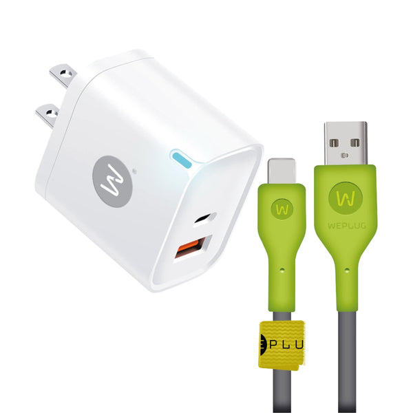 WEPLUG KIT Cargador de pared USB - C + Cable Tipo C a USB Tipo A