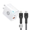 WEPLUG KIT Cargador de pared USB - C + Cable Tipo C a 8 PIN