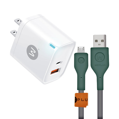 WEPLUG KIT Cargador de pared USB - C + Cable Tipo USB a Micro USB