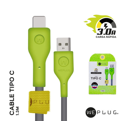 Cable de Carga Rápida 3.0a We Plug Tipo C a USB 1.3m