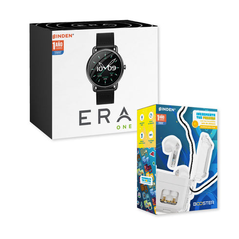 Smartwatch BINDEN ERA One Negro + Audifonos DARK Booster