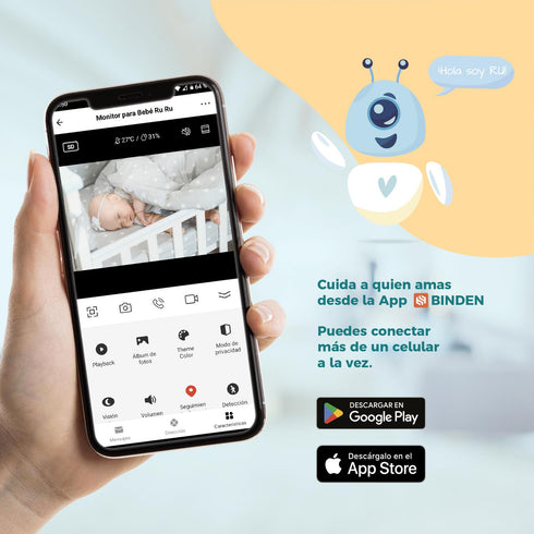 Monitor de Bebé BINDEN Ru Ru Detecta Ruido/Llanto Mic Dual