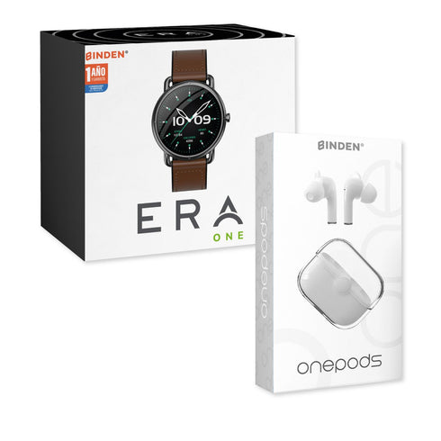 Smartwatch Binden Era One Tactopiel Café + One Pods Blancos
