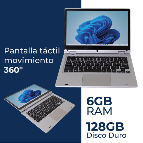 Laptop LM-7500 11.6" 2 en 1 - Pantalla 360° | Intel N4020 | 6GB RAM | 128GB | Gris
