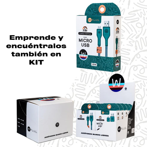 Cable de Carga Rápida We Plug 1.3m Micro USB a USB 3.0a