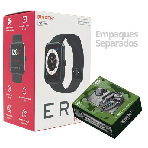 Smartwatch BINDEN ERA Hit Alexa Incluido + Audifonos Tanker