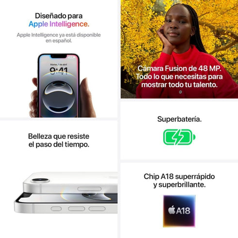Apple iPhone 16e Blanco 128GB - Super Retina XDR 6.1" (Reacondicionado)