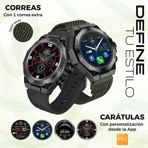 Smartwatch Binden ERA ARMY X AMOLED Uso Rudo Llamadas Bluetooth + Correa Extra