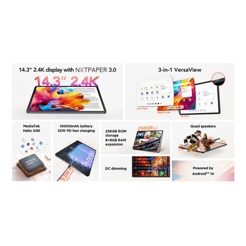 Tablet TCL Nxtpaper 14 - 14.3" Pulgadas - 2K 8GB RAM 256GB - Gris
