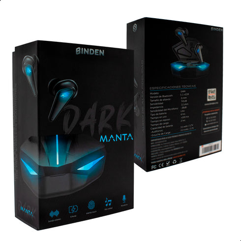 Audífonos Gamer BINDEN Dark Manta Bluetooth Smart Touch