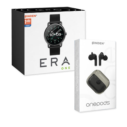 Smartwatch Binden Era One Silicon Negro + One Pods Negros