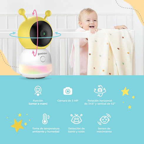 Monitor de Bebé BINDEN Ru Ru Detecta Ruido/Llanto Mic Dual
