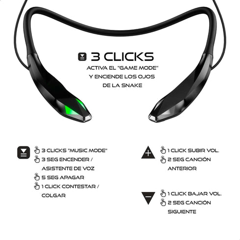 Audífonos Gamer BINDEN Dark Snake 18 Horas Batería Neckband