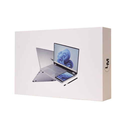 Laptop LM-156D Dual Screen 15.6"+7" Táctil, Intel N95, 16GB RAM, 512GB SSD, Win11 Pro, Stylus, Cámara abatible - Gris