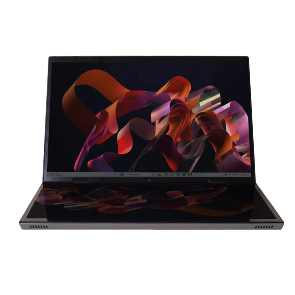 Laptop LM-140D Dual Screen 14+14 Pulgadas 2 en 1 360° con Pantallas Táctiles, Intel Core N95, 16GB RAM, 1TB Almacenamiento, Intel UHD Graphics, Wi-Fi/Bluetooth/HDMI/USB - Color Gris