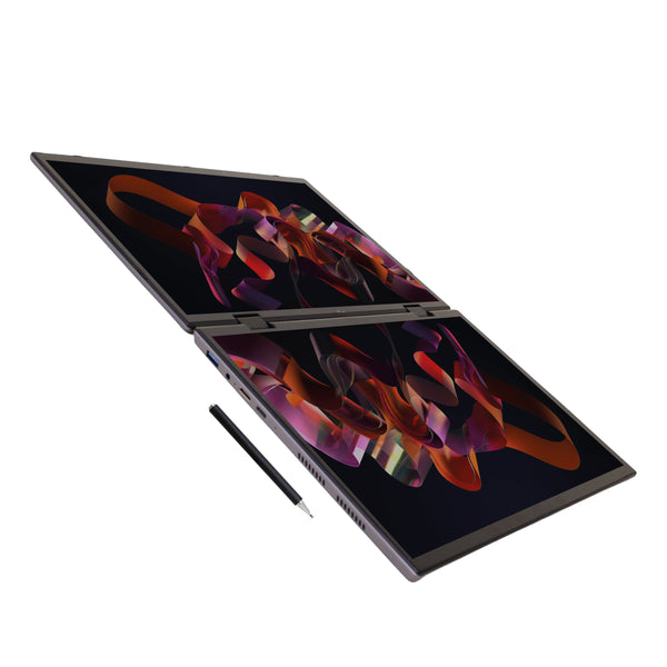 Laptop LM-140D Dual Screen 14+14 Pulgadas 2 en 1 360° con Pantallas Táctiles, Intel Core N95, 16GB RAM, 1TB Almacenamiento, Intel UHD Graphics, Wi-Fi/Bluetooth/HDMI/USB - Color Gris