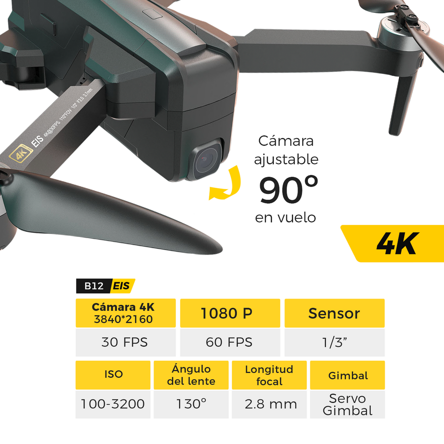 Drone Semiprofesional BINDEN B12 EIS Cámara 4k, 22min vuelo