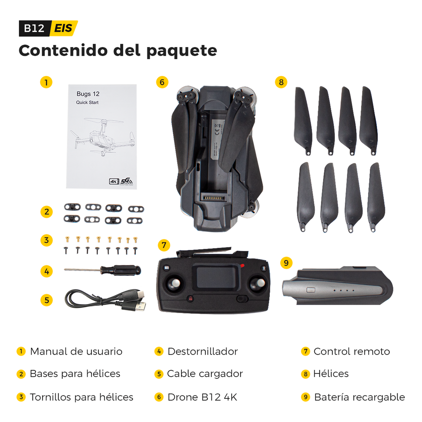 Drone Semiprofesional BINDEN B12 EIS Cámara 4k, 22min vuelo