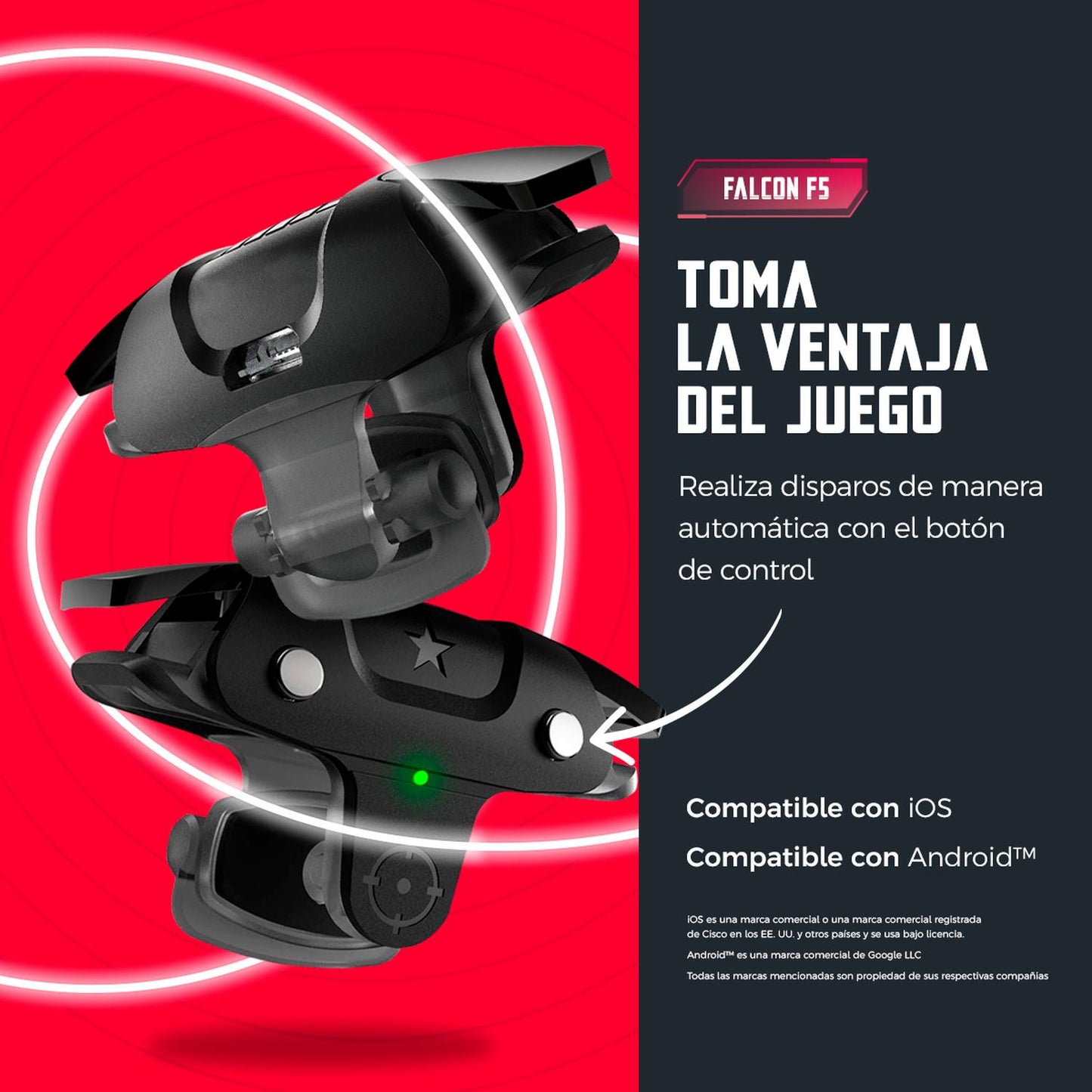 Gatillo Gamer BINDEN Falcon F5 p/Celular Programable