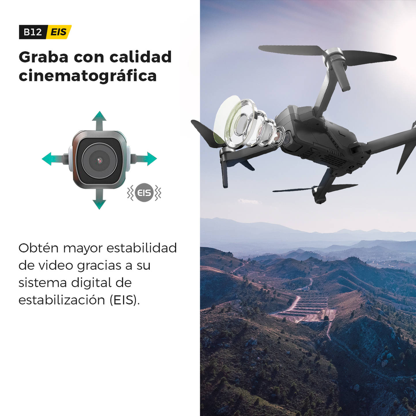 Drone Semiprofesional BINDEN B12 EIS Cámara 4k, 22min vuelo