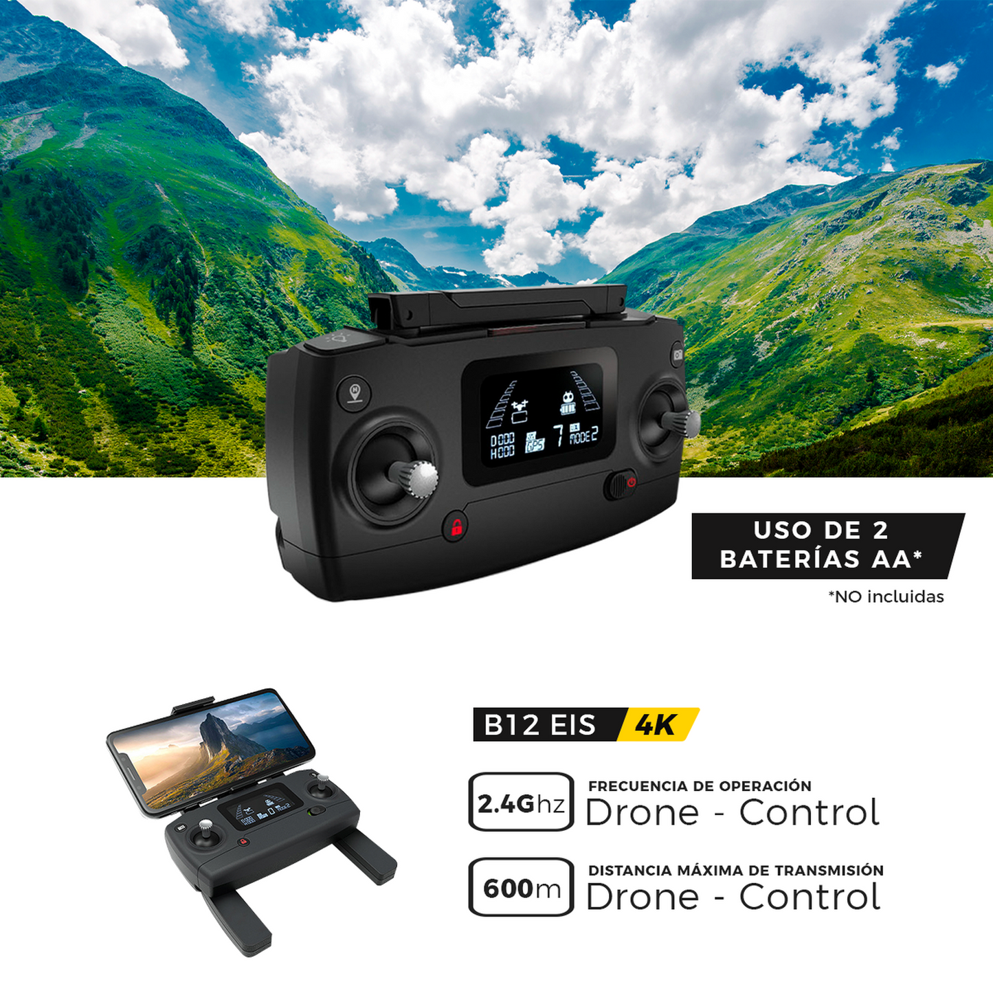 Drone Semiprofesional BINDEN B12 EIS Cámara 4k, 22min vuelo