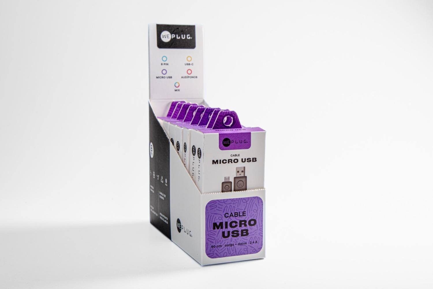 Kit Cable de Carga We Plug 8pz Mayoreo Micro USB a USB 90cm