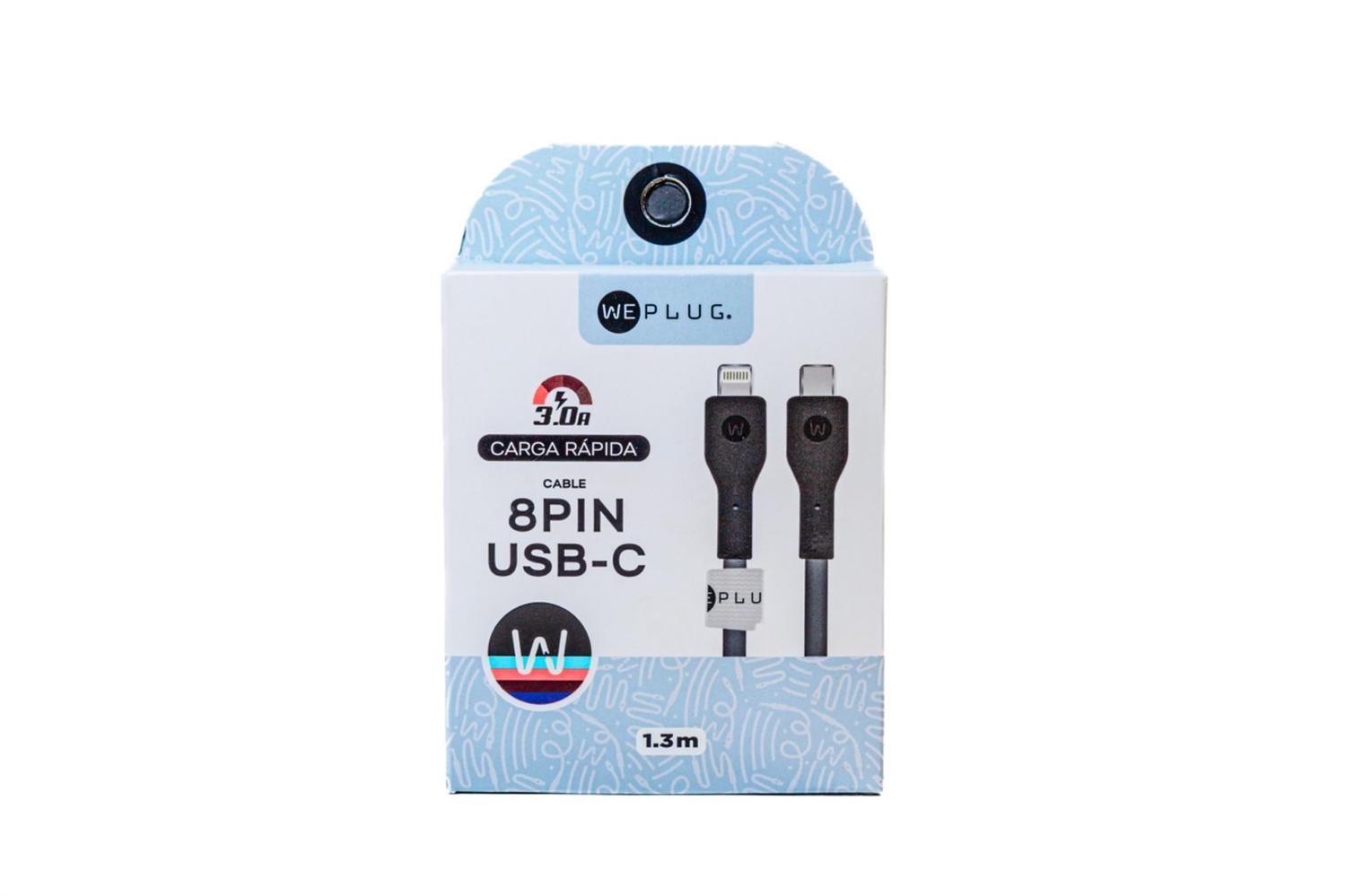 Cable de Carga Rápida We Plug 1.3m 8 Pines a Tipo C 3.0a